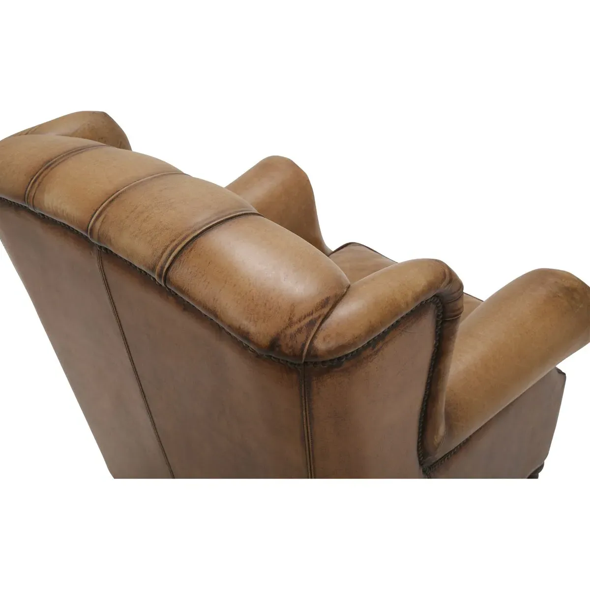 Fern Tufted Wood Chair - Brown, Leather