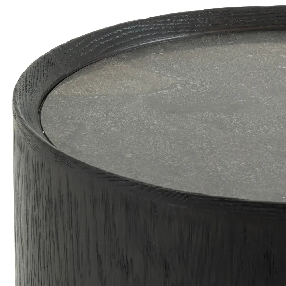 Ferry Round Drum End Table - Black, Bluestone