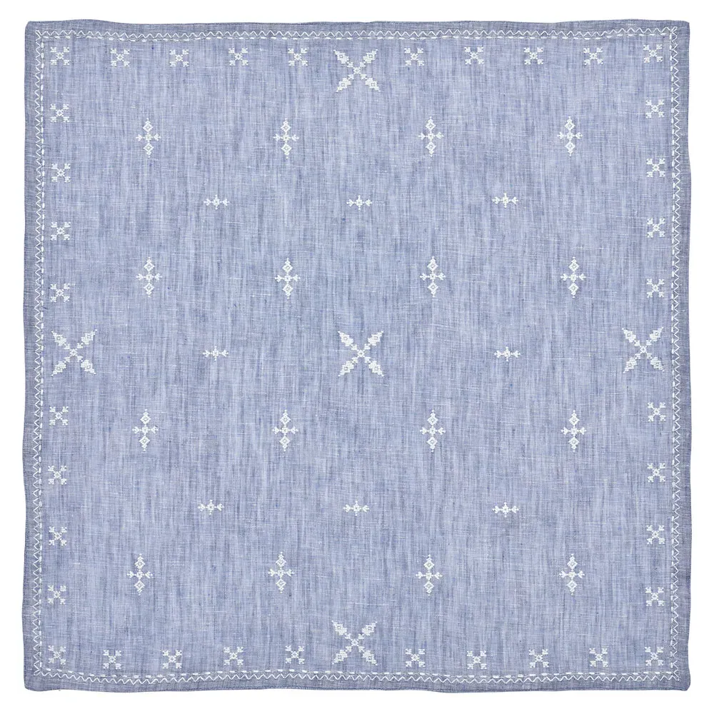 Fez Global Bazaar Linen Napkin Set of 4 - Blue, Linen