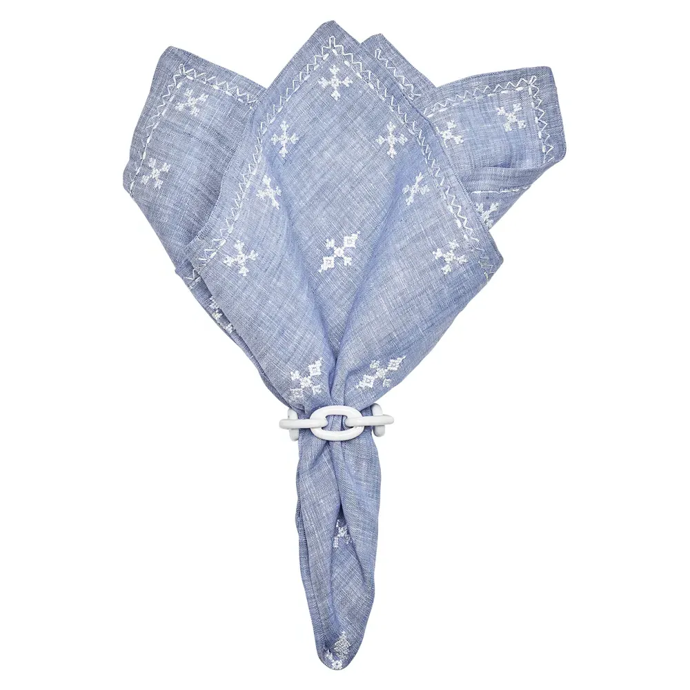 Fez Global Bazaar Linen Napkin Set of 4 - Blue, Linen