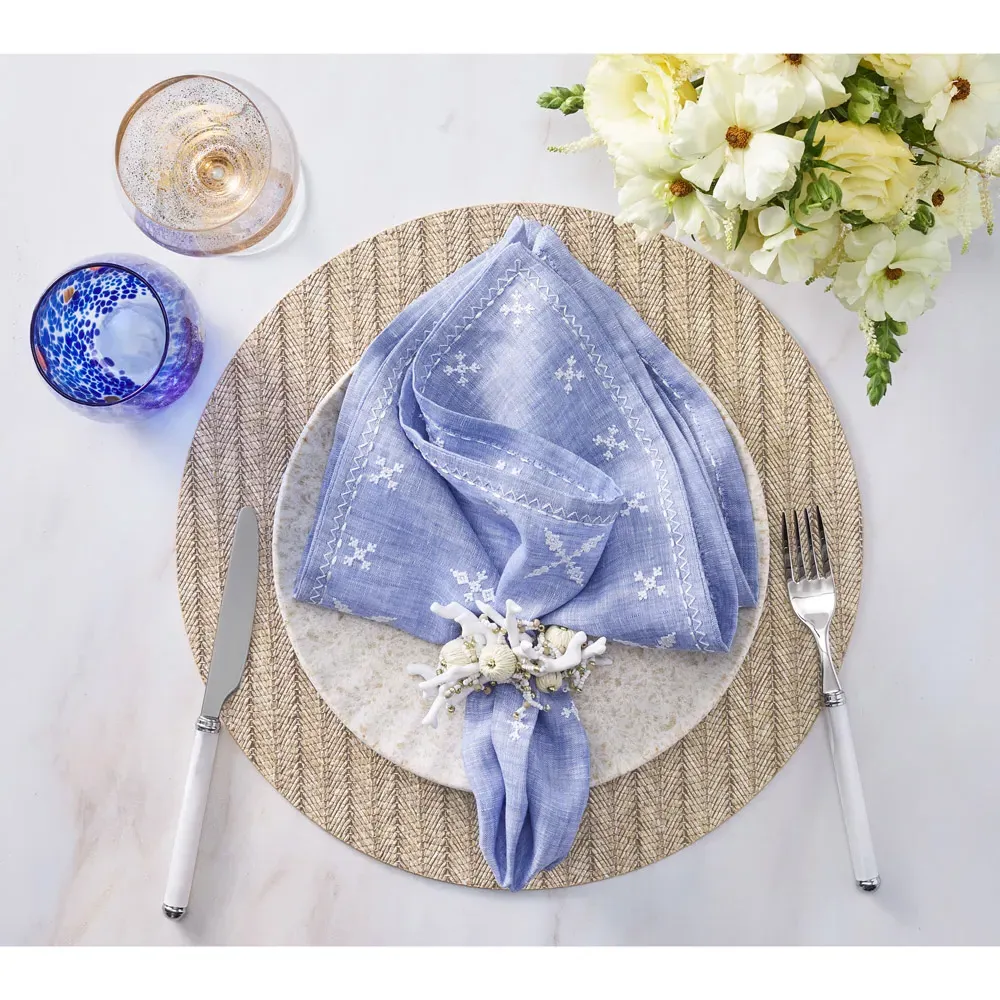 Fez Global Bazaar Linen Napkin Set of 4 - Blue, Linen