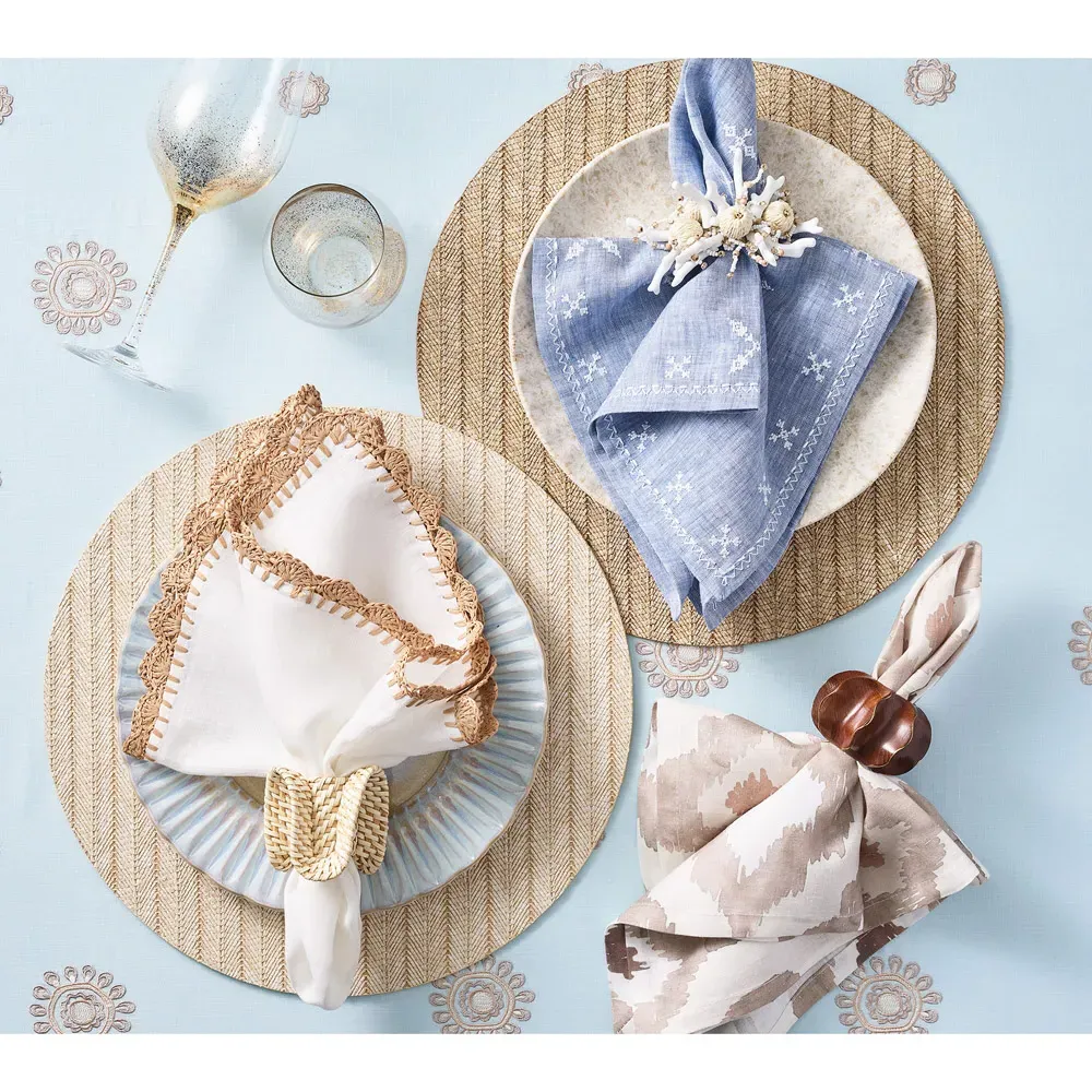 Fez Global Bazaar Linen Napkin Set of 4 - Blue, Linen