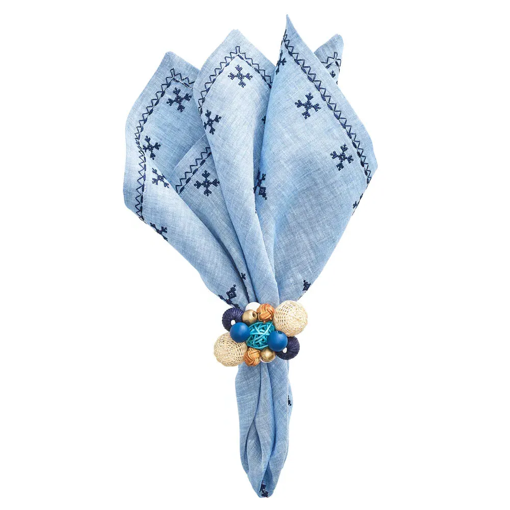 Fez Global Bazaar Linen Napkin Set of 4 - Periwinkle Blue
