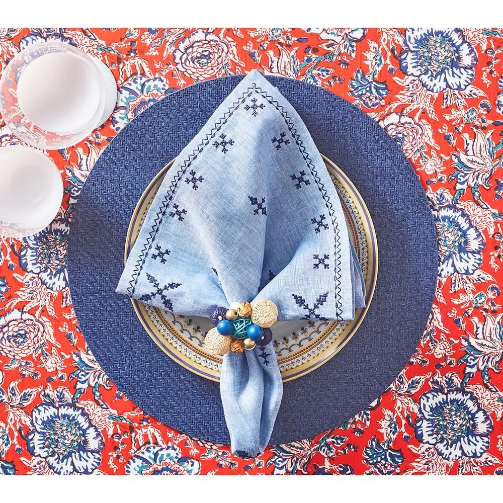 Fez Global Bazaar Linen Napkin Set of 4 - Periwinkle Blue