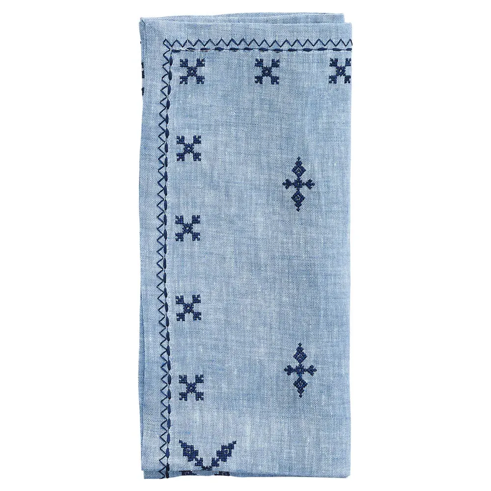 Fez Global Bazaar Linen Napkin Set of 4 - Periwinkle Blue