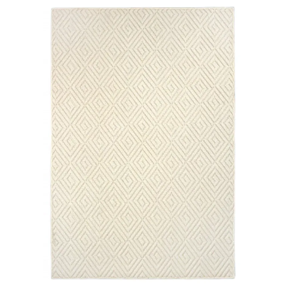 Fibreworks Sloane Textured Solid Rug Sample - Ivory, Wool image