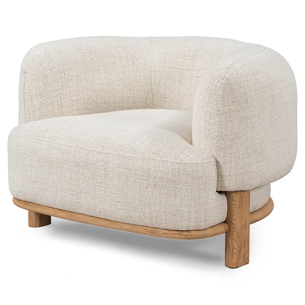 Fidella Barrel Chair - Beige, Ash Wood