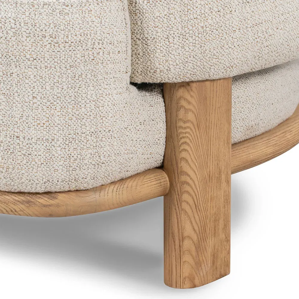 Fidella Barrel Chair - Beige, Ash Wood