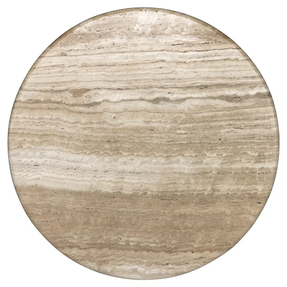 Figueroa Round Dining Table - Light Beige, Travertine