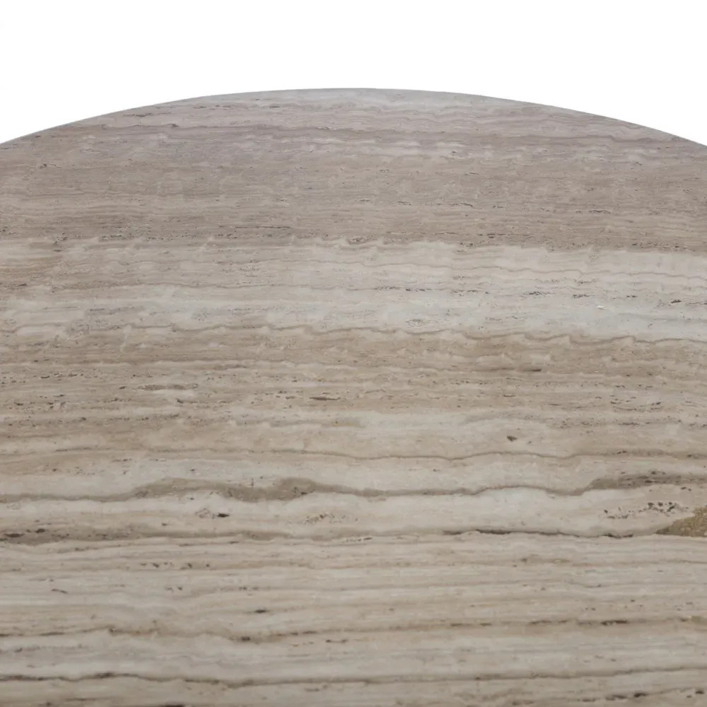 Figueroa Round Dining Table - Light Beige, Travertine