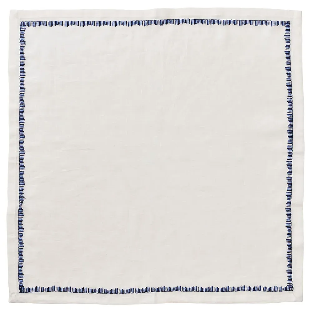 Filament Coastal Embroidered Linen Napkin Set of 4 - Navy