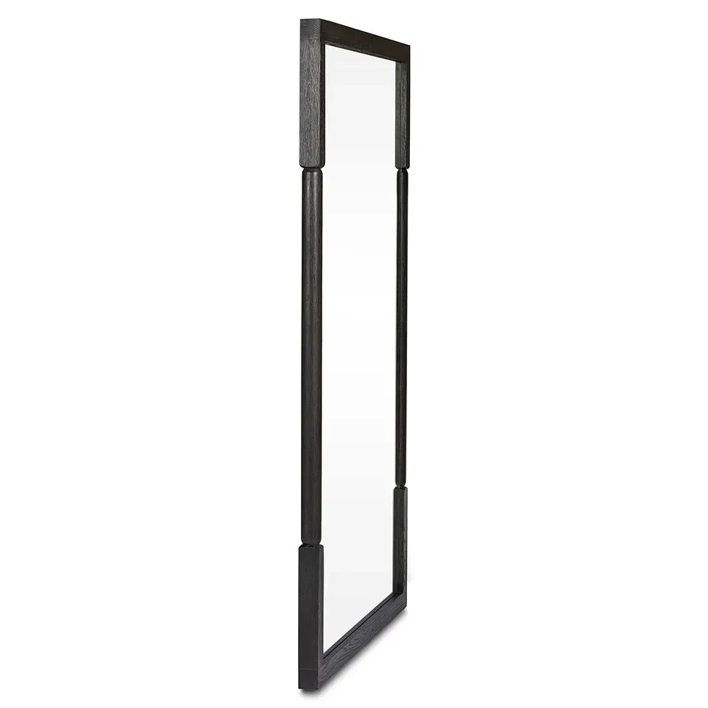 Fin Full Length Floor Mirror - Black, Oak Wood