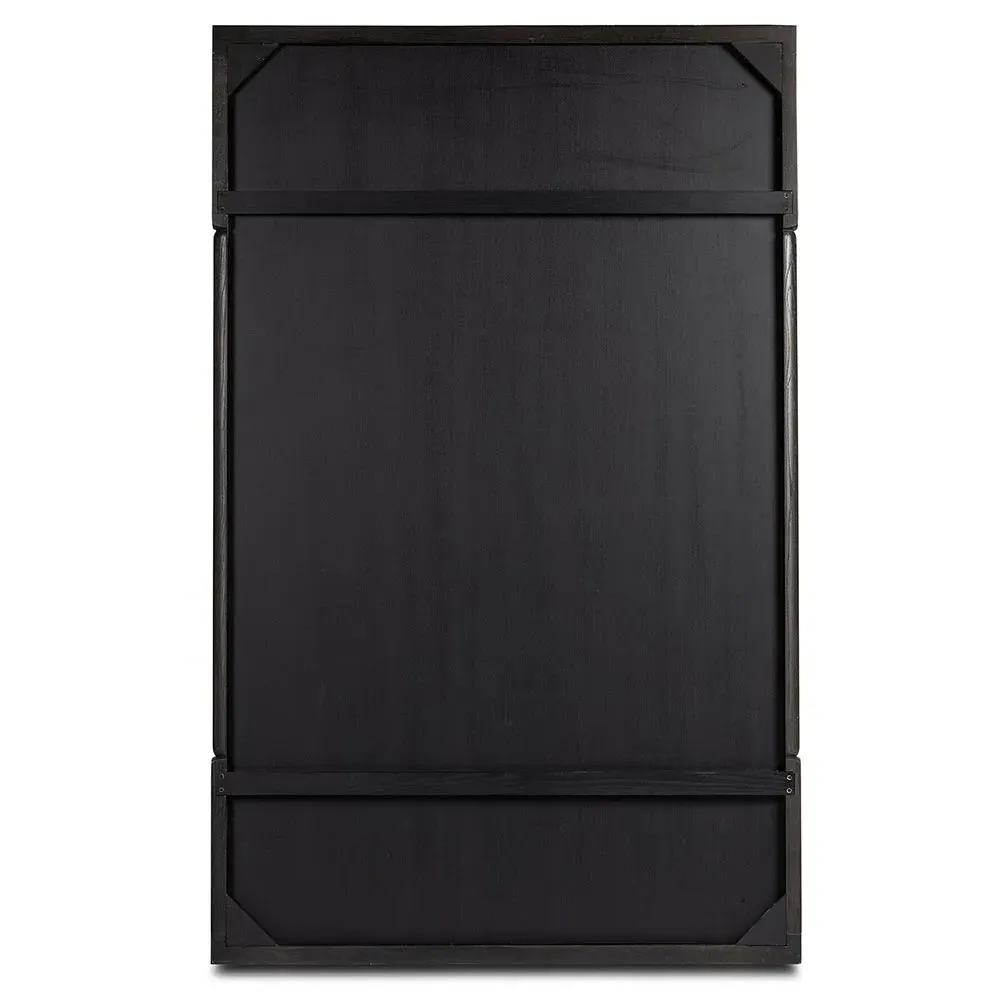 Fin Full Length Floor Mirror - Black, Oak Wood