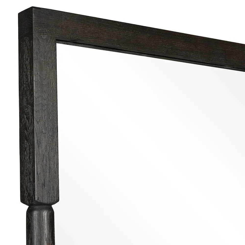 Fin Full Length Floor Mirror - Black, Oak Wood