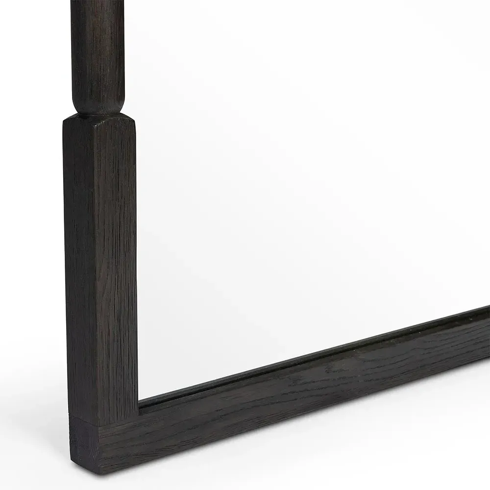 Fin Full Length Floor Mirror - Black, Oak Wood