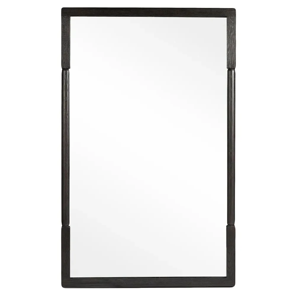 Fin Full Length Floor Mirror - Black, Oak Wood