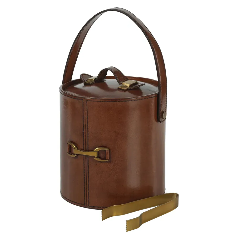 Fina Ice Bucket with Tong - Tan, Leather image
