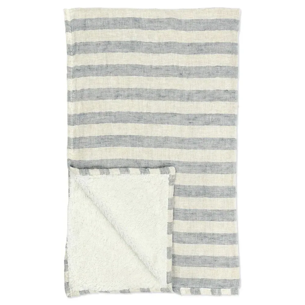 Finch Striped Throw Blanket - Blue, Linen