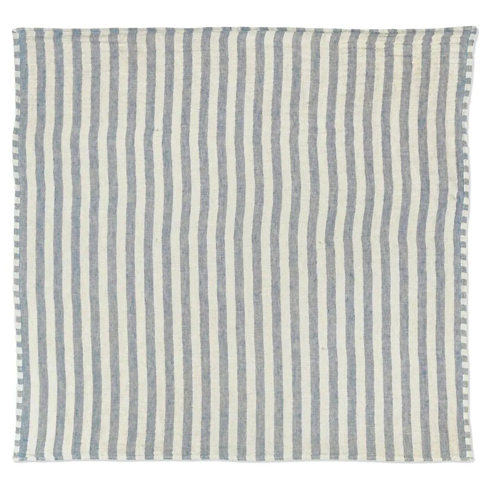 Finch Striped Throw Blanket - Blue, Linen