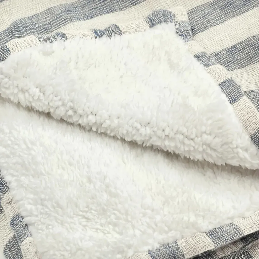 Finch Striped Throw Blanket - Blue, Linen