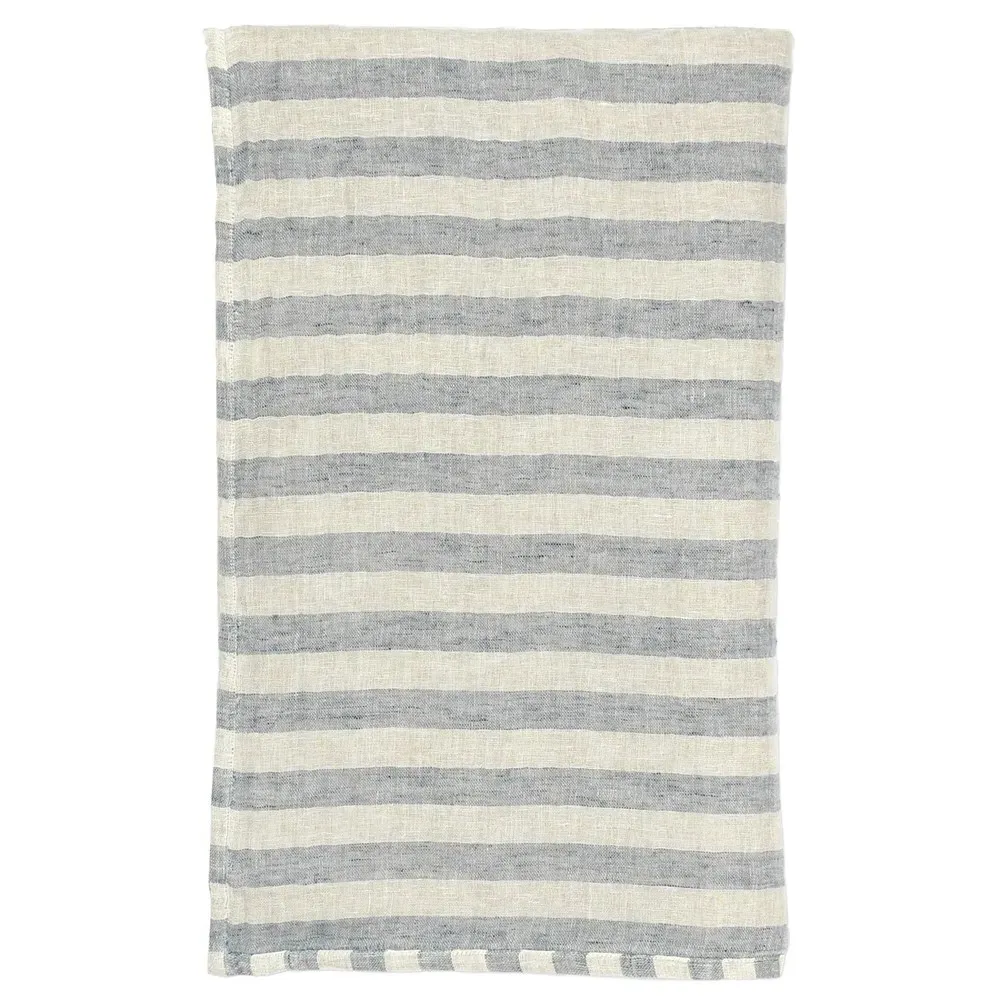 Finch Striped Throw Blanket - Blue, Linen