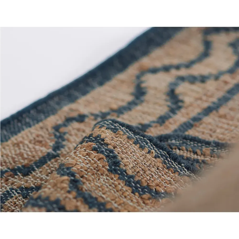 Fineas Patterned Jute Rug - Blue