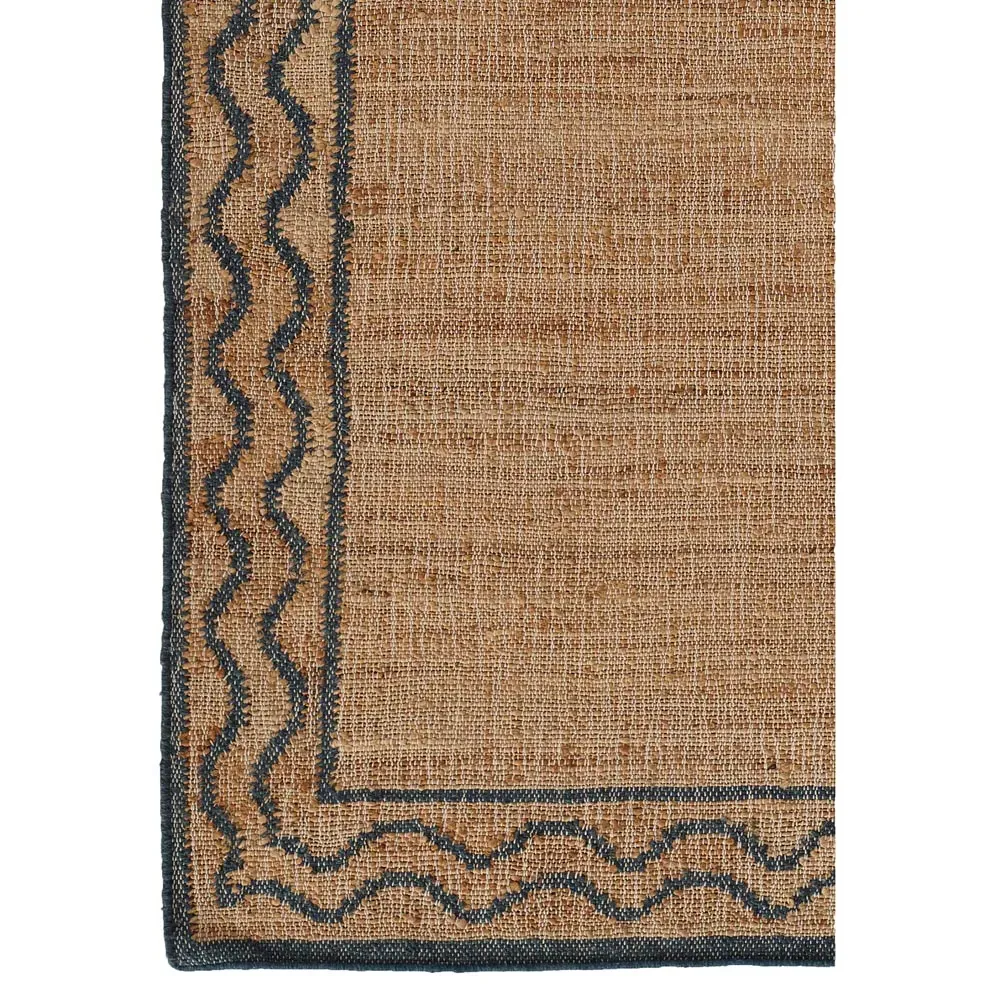 Fineas Patterned Jute Runner Rug - Blue