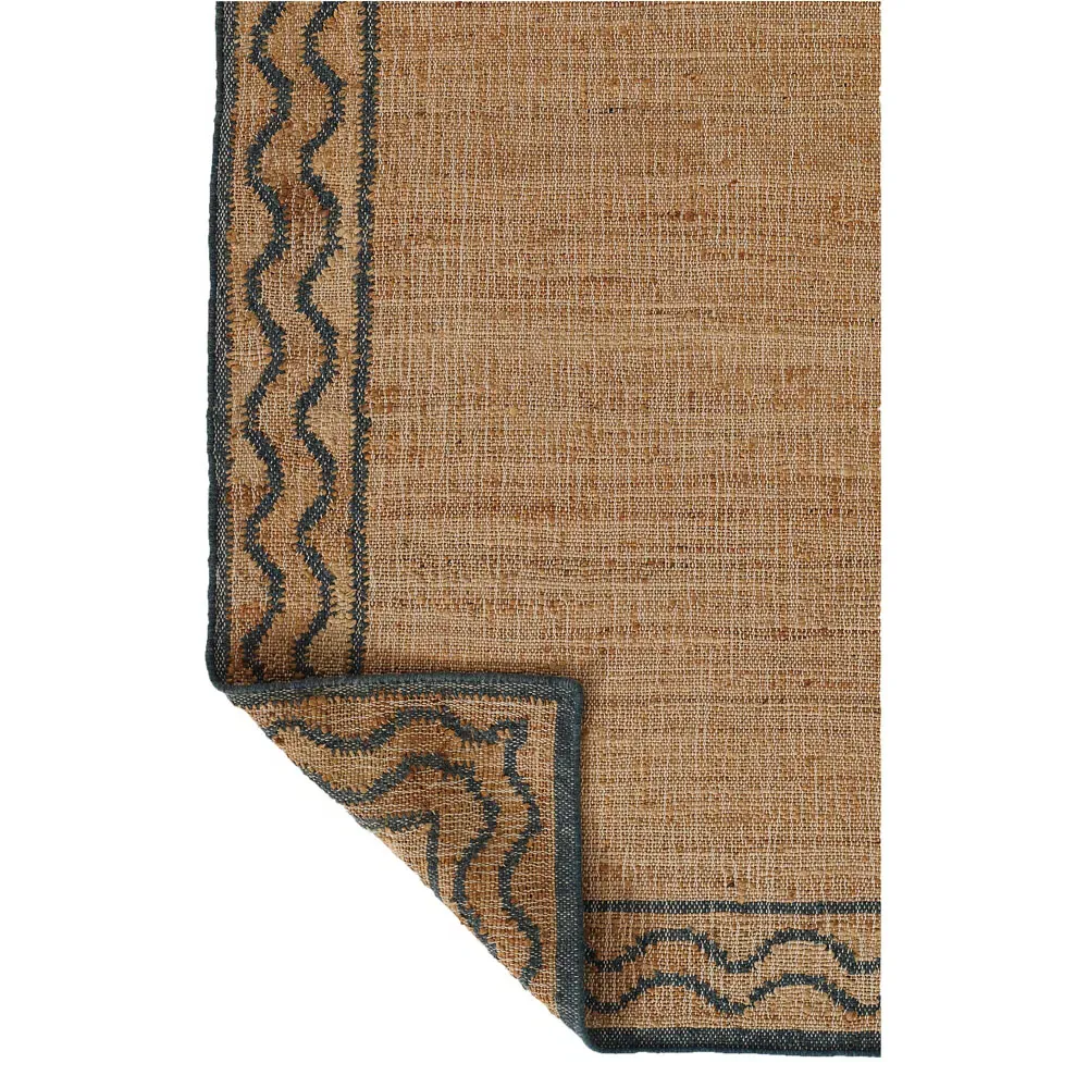 Fineas Patterned Jute Runner Rug - Blue