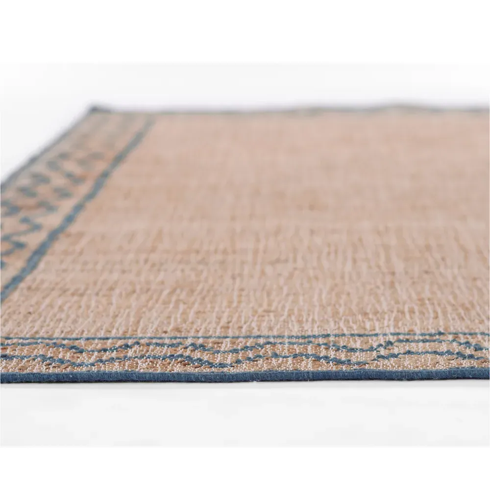 Fineas Patterned Jute Runner Rug - Blue