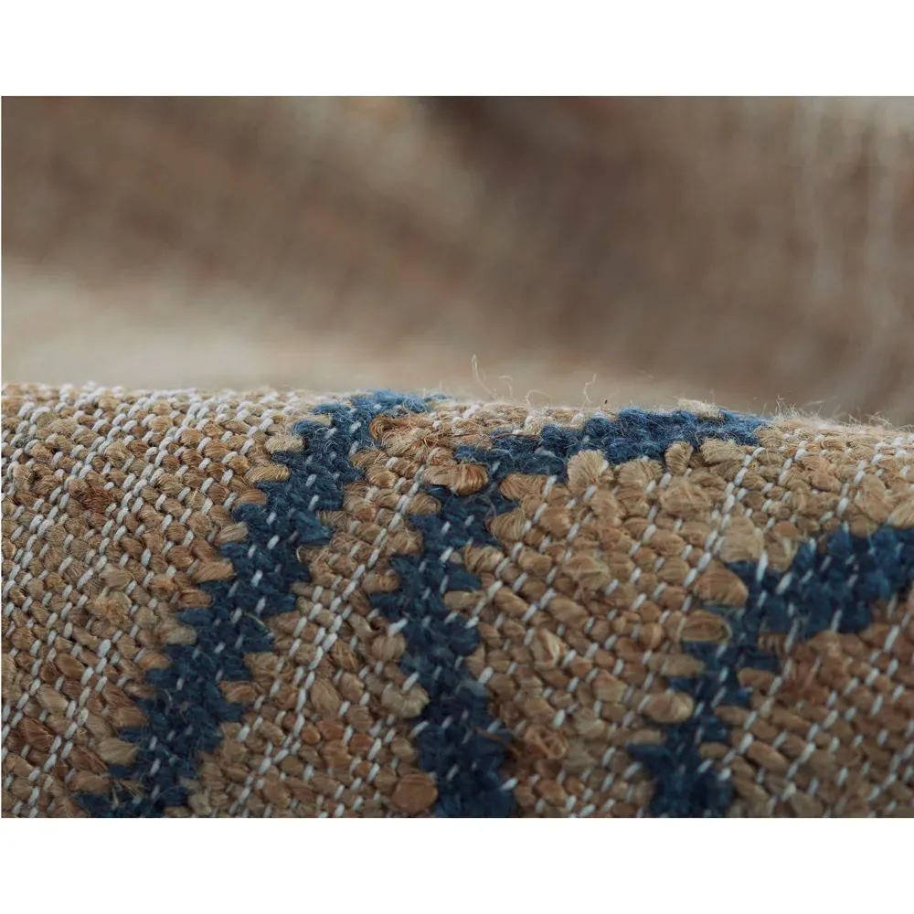 Fineas Patterned Jute Runner Rug - Blue