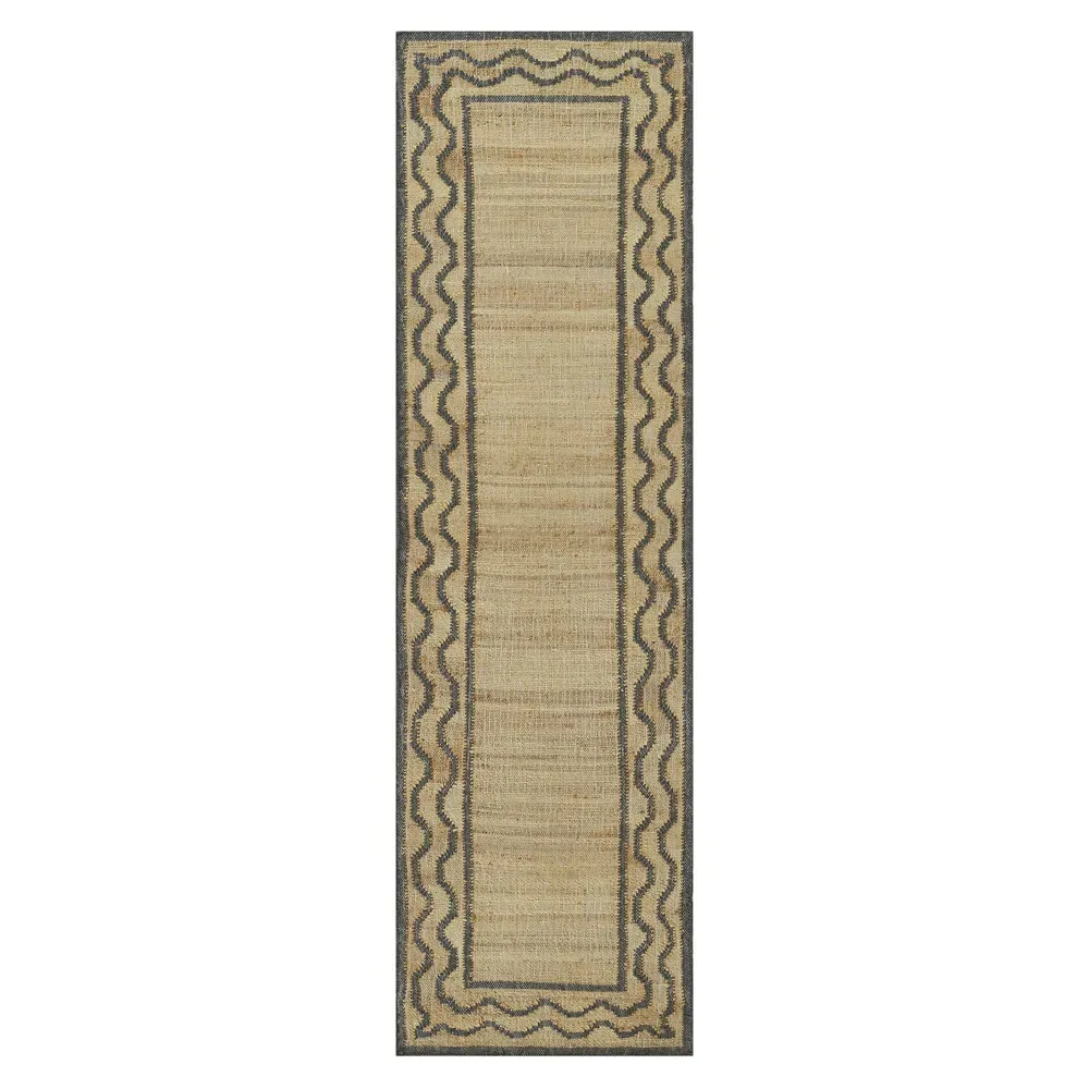 Fineas Patterned Jute Runner Rug - Blue image
