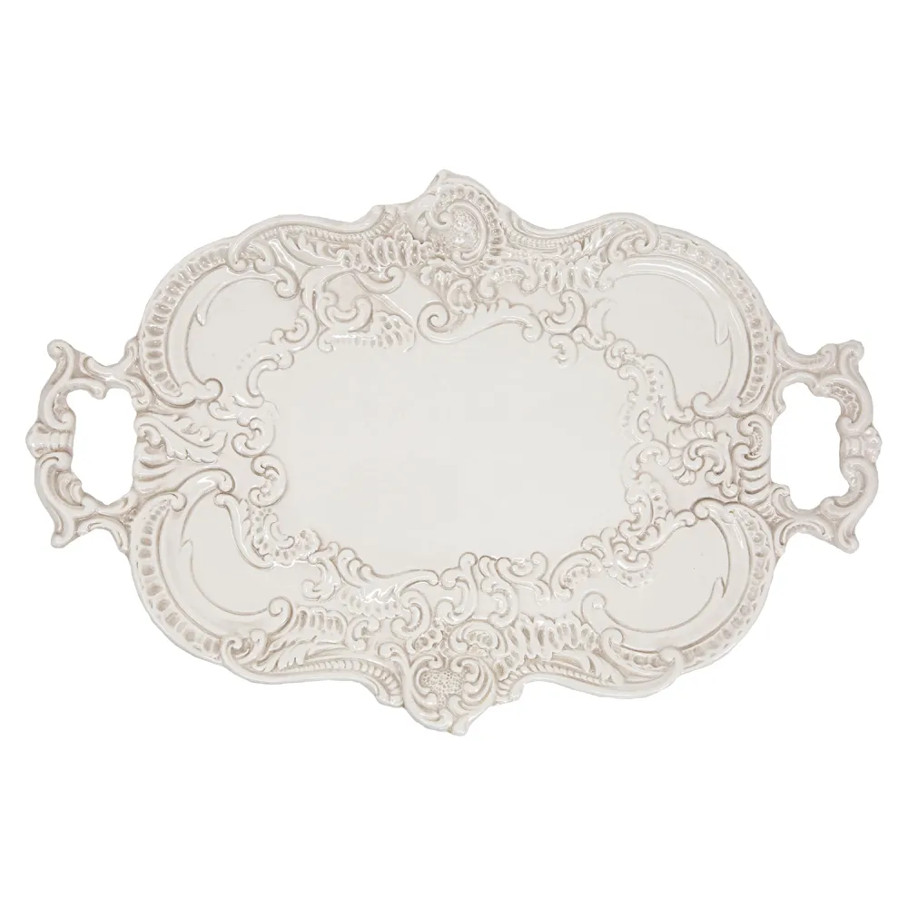 Finezza Baroque Tray - Cream, Ceramic