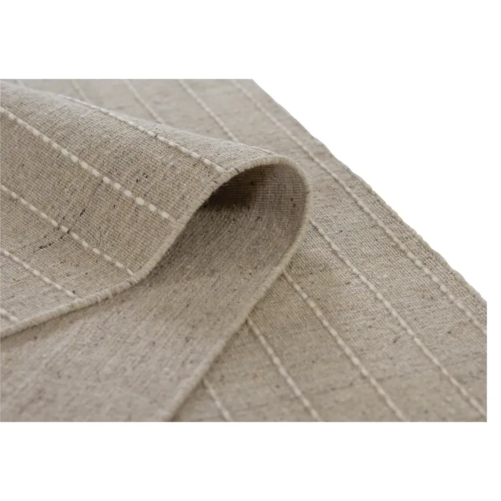 Finley 8x10 Stripe Patterned Rug - Natural, Wool