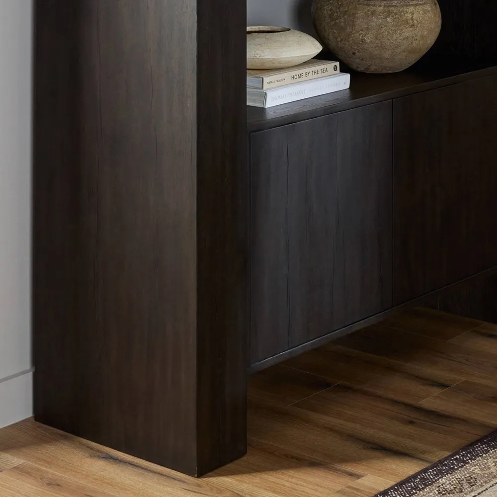 Finley Bookcase with Levelers - Smoked Black, Oak