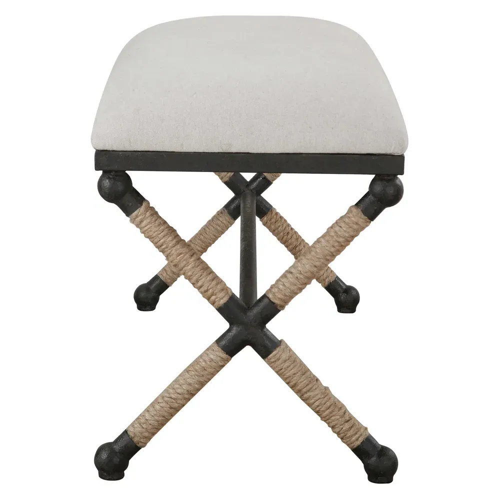 Finley Iron Frame Rope Accent Bench - Beige