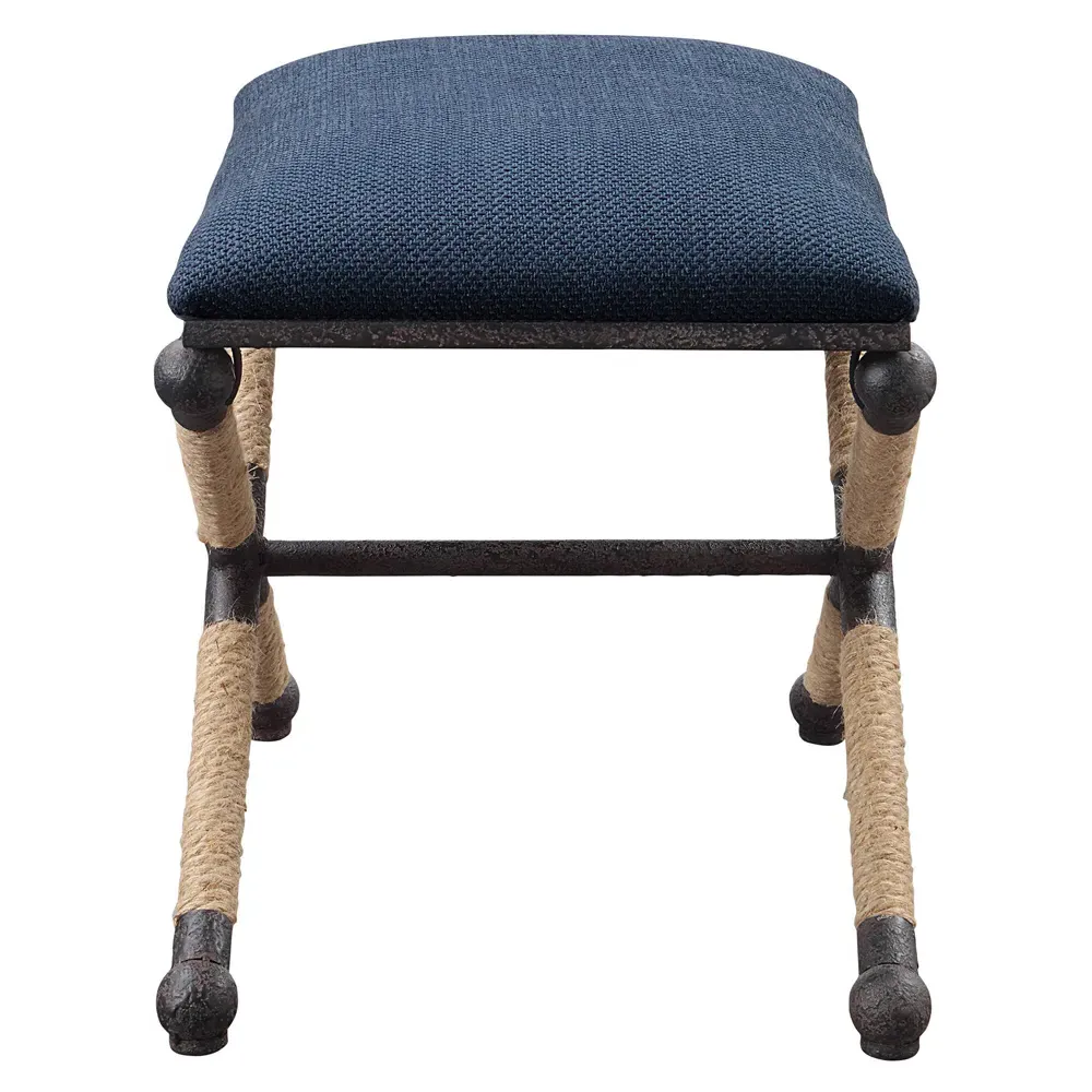 Finley Iron Frame Rope Accent Stool - Blue
