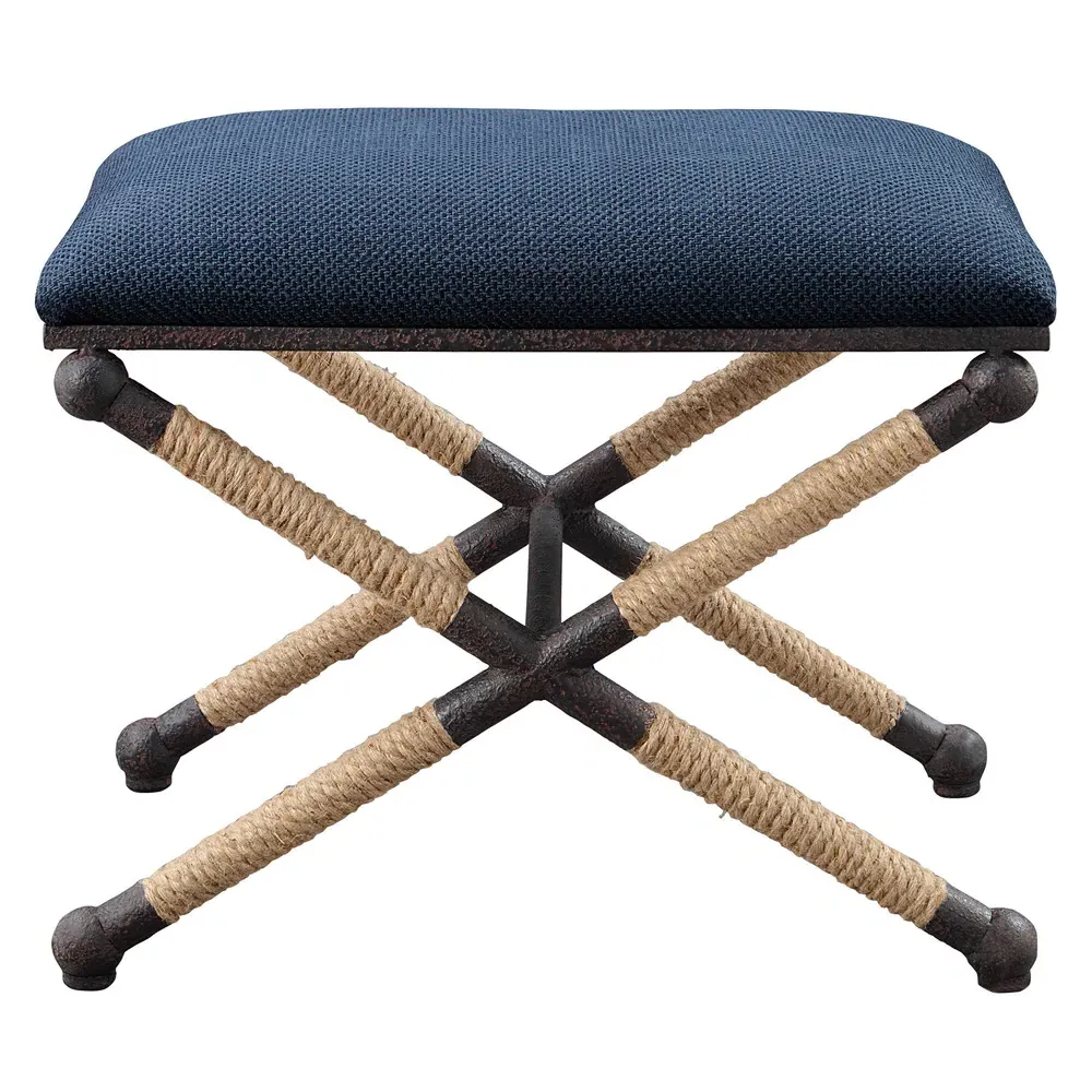 Finley Iron Frame Rope Accent Stool - Blue image