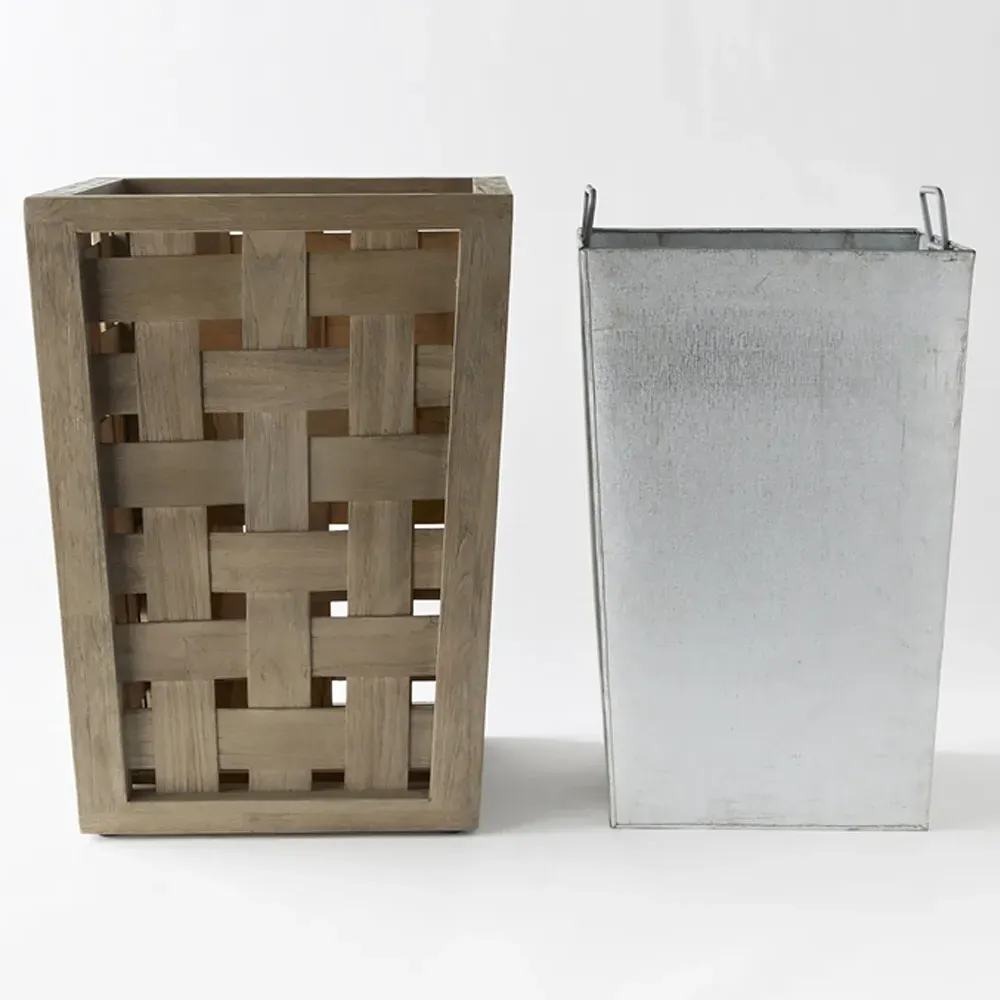 Finley Large Outdoor Planter - Grey, Teak