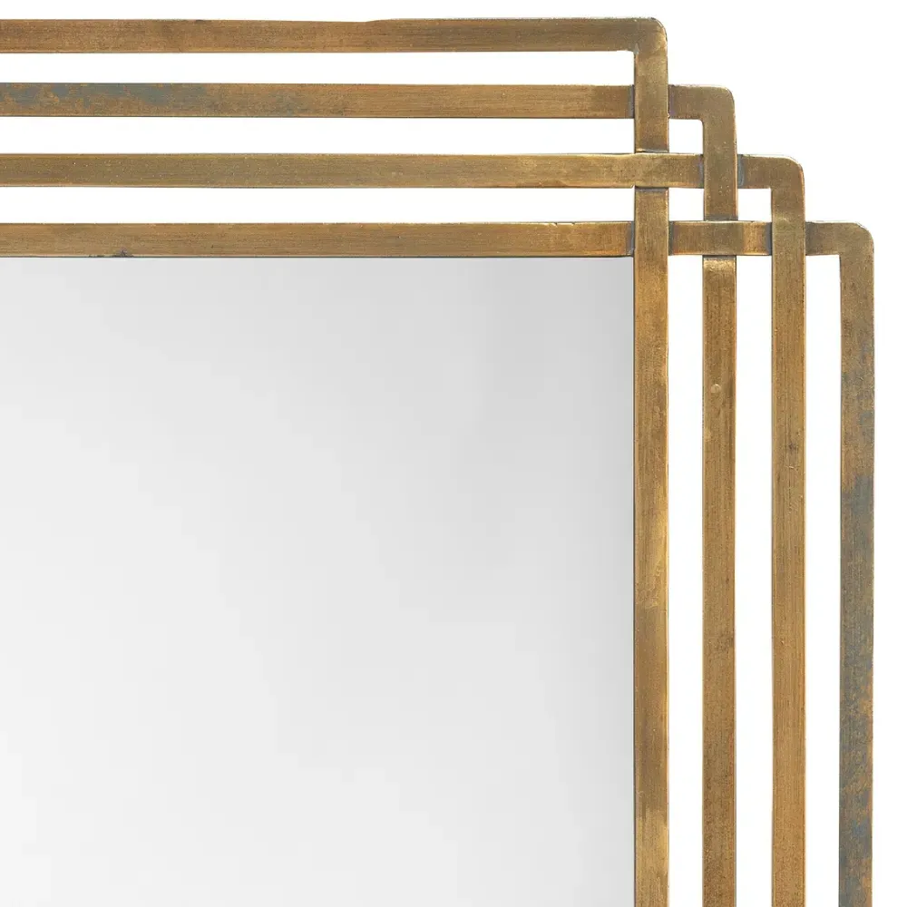 Finley Rectangular Wall Mirror - Antique Brass, Metal