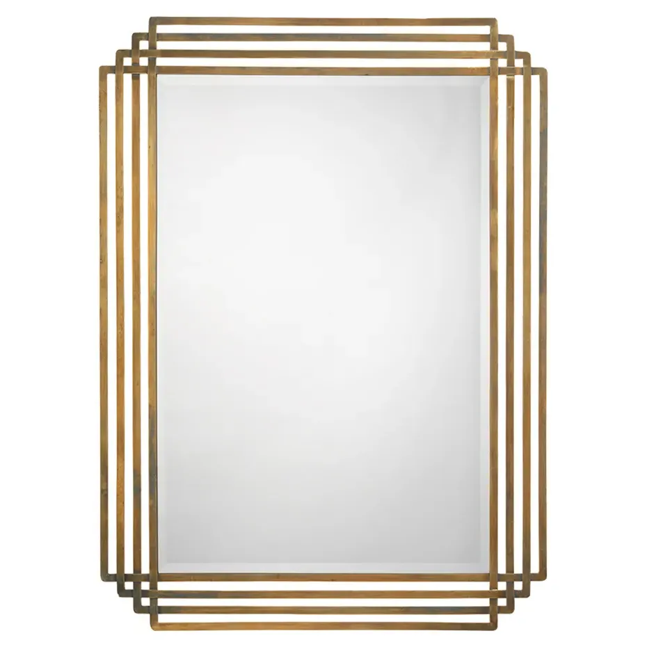 Finley Rectangular Wall Mirror - Antique Brass, Metal