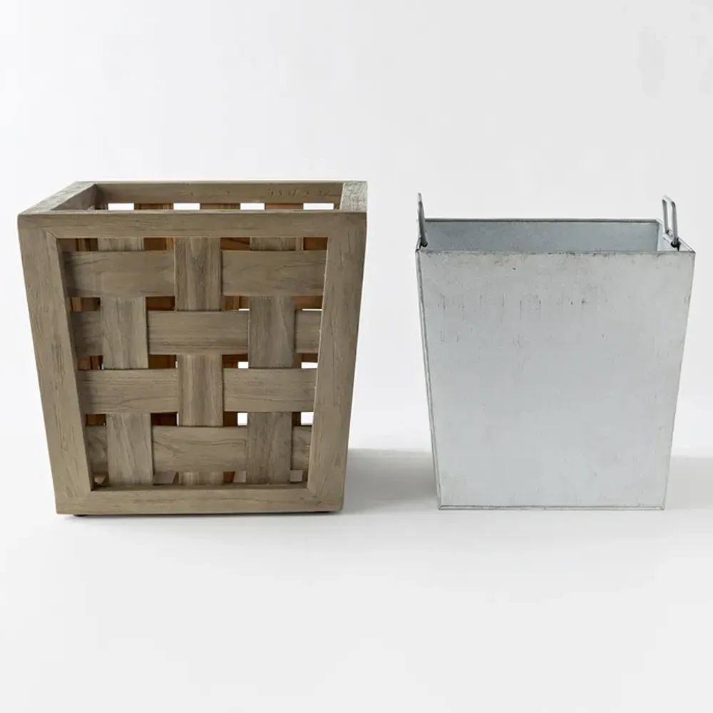 Finley Small Outdoor Planter - Grey, Teak