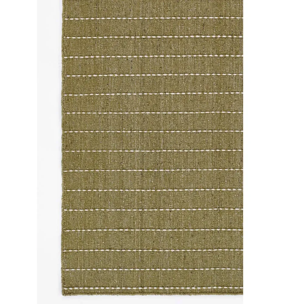 Finley Stripe Patterned Runner Rug - Green, Wool