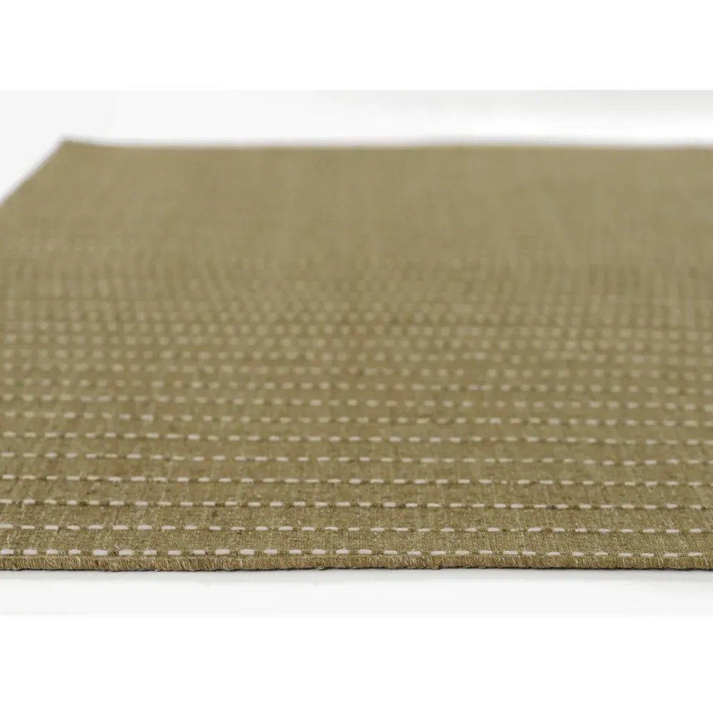 Finley Stripe Patterned Runner Rug - Green, Wool