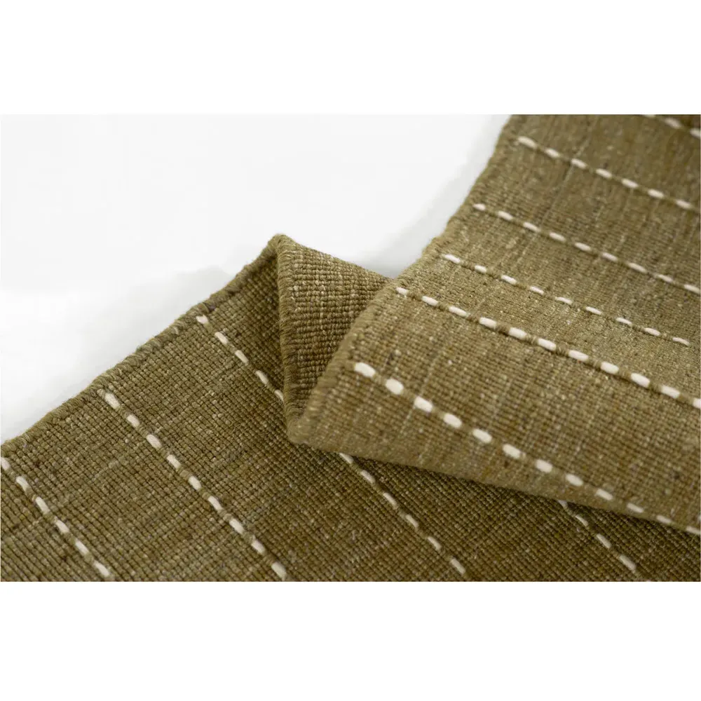 Finley Stripe Patterned Runner Rug - Green, Wool