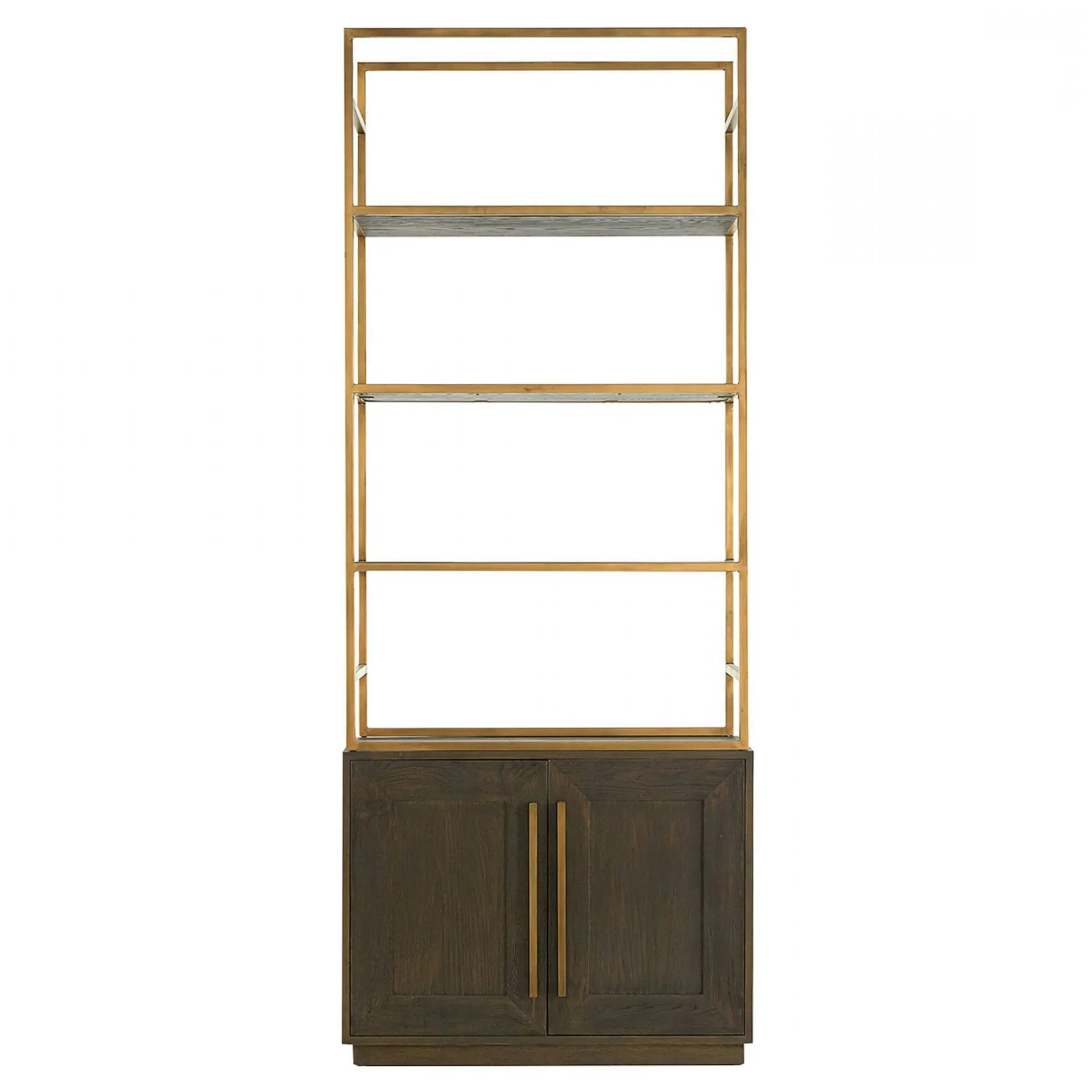 Finn Bookcase with Gold Iron Frame - Brown, Oak image