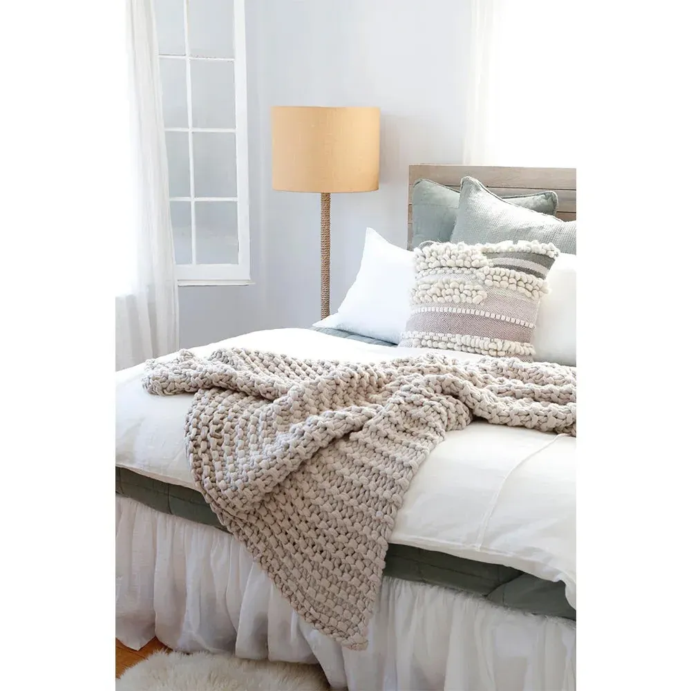 Finn Chunky Knit Throw Blanket - Taupe, Acrylic