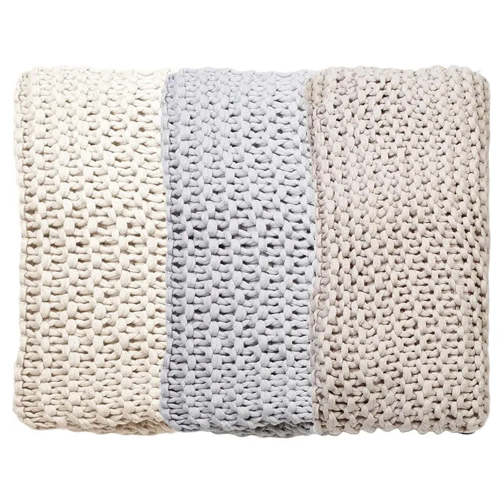 Finn Chunky Knit Throw Blanket - White, Acrylic
