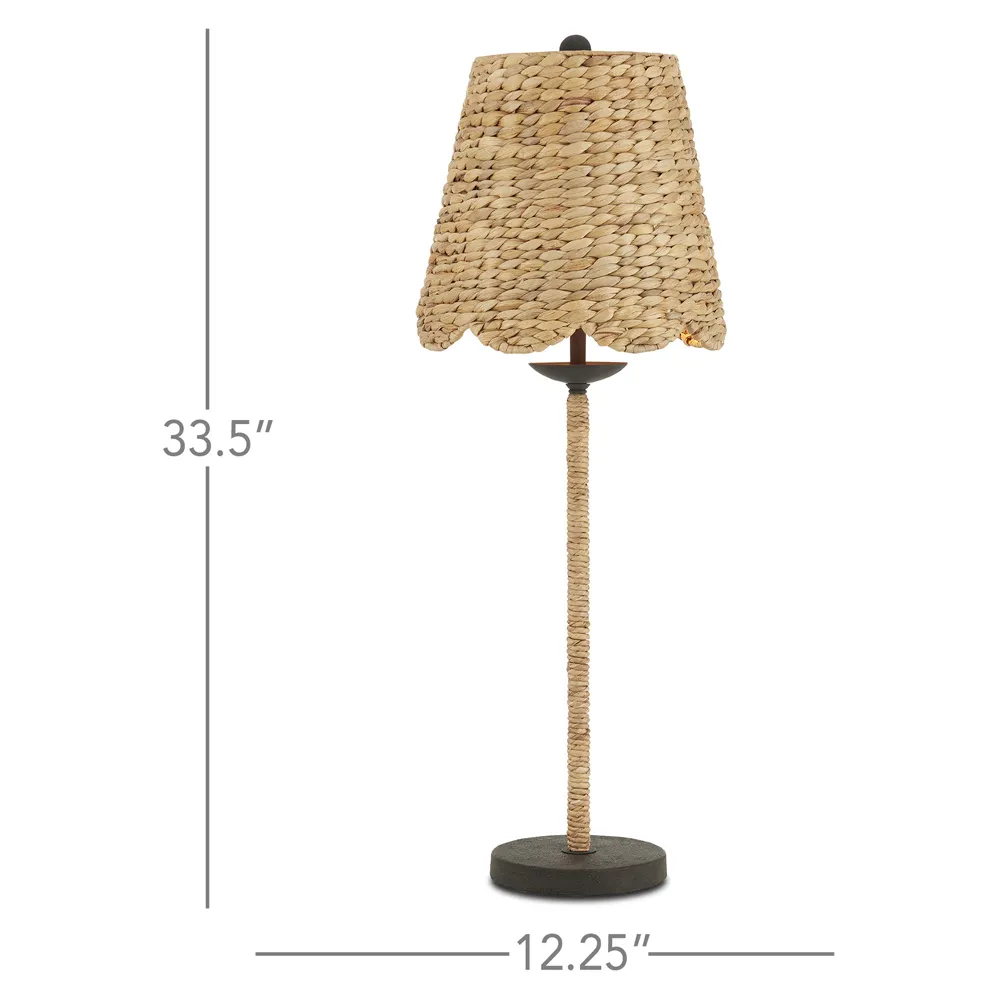 Finn Coastal Beach Water Hyacinth Buffet Table Lamp - Natural