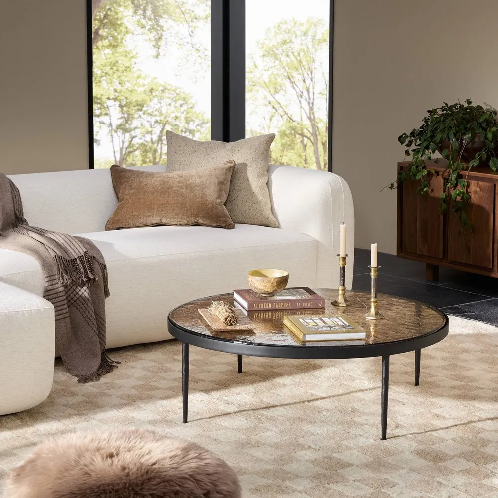 Finn Coffee Table - Brown, Glass