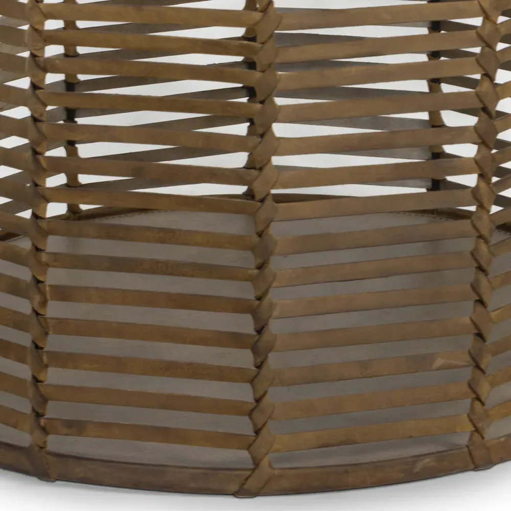 Finn Large Floor Basket - Brown, Woven Leather